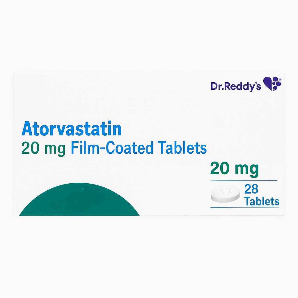 Atorvastatin 20 mg Film-Coated Tablets – 28 Tablets (Dr. Reddy’s)
