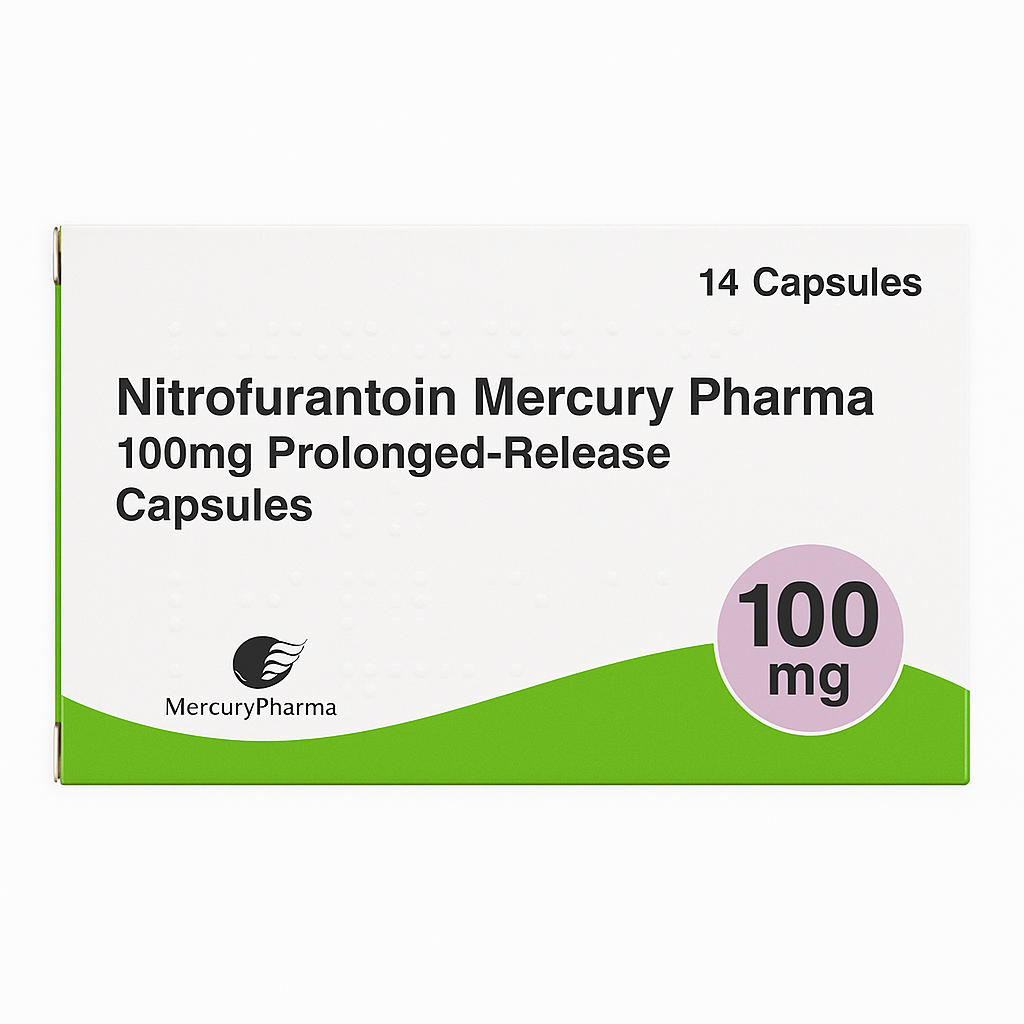 Nitrofurantoin Mercury Pharma 100 mg Prolonged-Release Capsules – 14 Capsules