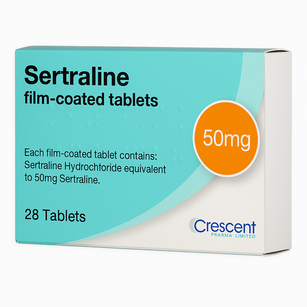 Sertraline 50mg Film-Coated Tablets – 28 Tablets